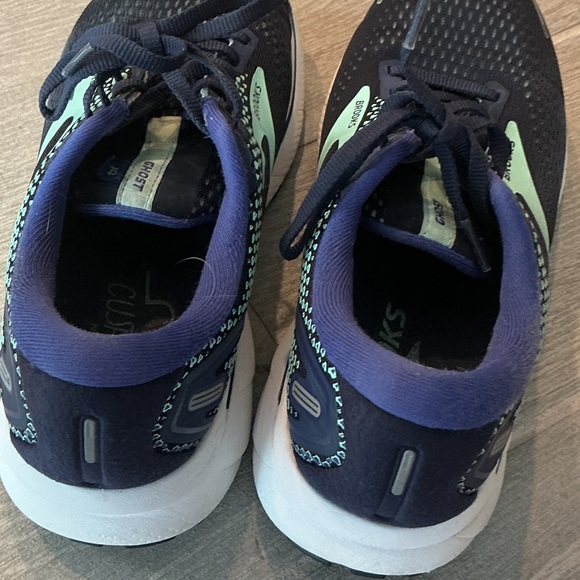 Brooks Ghost 14 Navy and Aqua Running Shoes Women’s Sz 8D Wide #1203561D446 - Picture 4 of 7